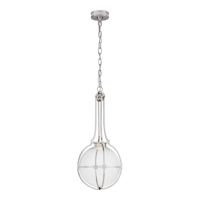 Chapman & Myers for Visual Comfort & Co. Gracie Medium Captured Globe Pendant in Polished Nickel with Clear Glass