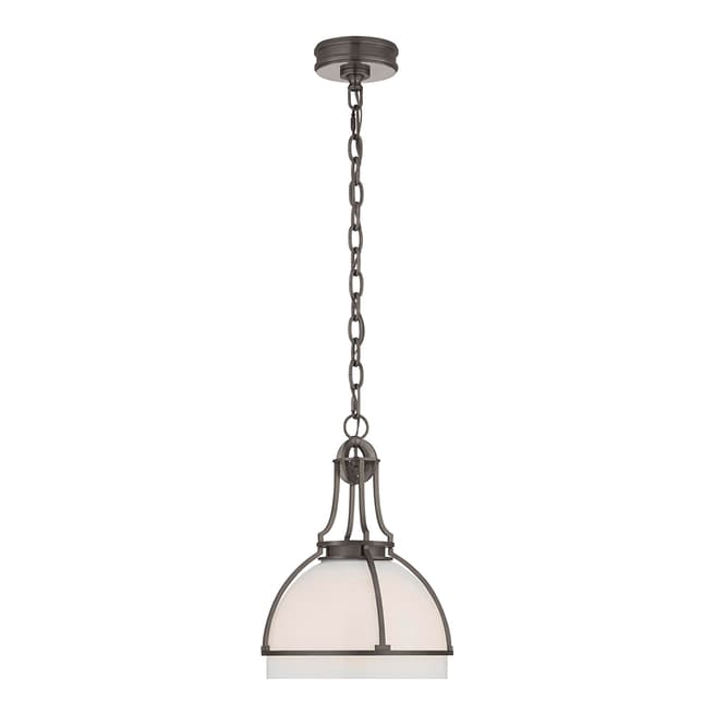 Chapman & Myers for Visual Comfort & Co. Gracie Medium Dome Pendant in Bronze with White Glass