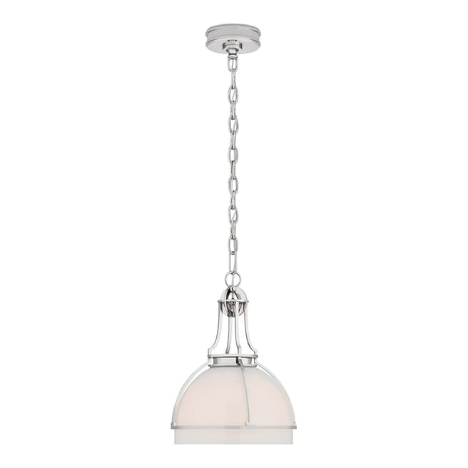 Chapman & Myers for Visual Comfort & Co. Gracie Medium Dome Pendant in Polished Nickel with White Glass