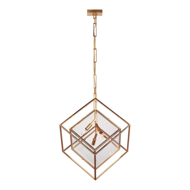Kelly Wearstler for Visual Comfort & Co. Cubed Large Pendant in Gold with Clear Glass