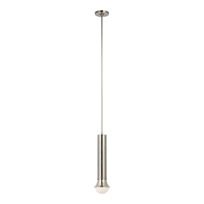 Kelly Wearstler for Visual Comfort & Co. Precision Petite Elongated Pendant in Polished Nickel with White Glass