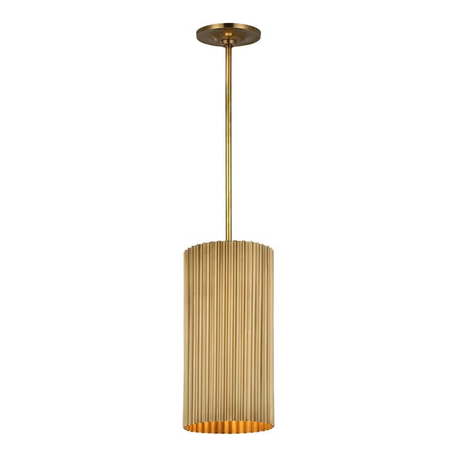 Marie Flanigan for Visual Comfort & Co. Rivers Small Fluted Pendant in Soft Brass