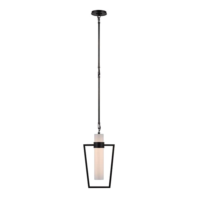 Ian K. Fowler for Visual Comfort & Co. Presidio Petite Caged Pendant in Bronze with White Glass