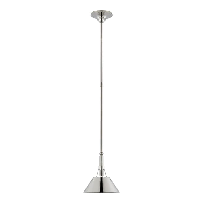 Thomas O'Brien for Visual Comfort & Co. Turlington Small Pendant in Polished Nickel with Polished Nickel Shade