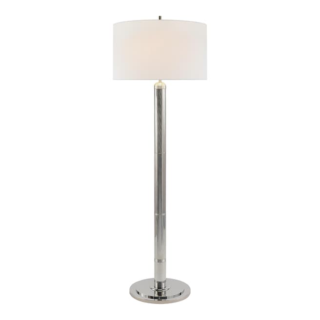 Thomas O'Brien for Visual Comfort & Co. Longacre Floor Lamp in Polished Nickel with Linen Shade
