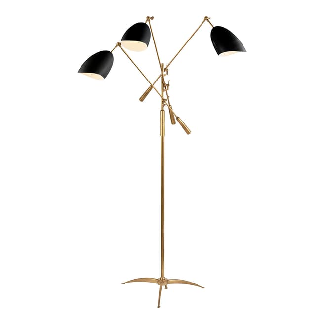 AERIN for Visual Comfort & Co. Sommerard Triple Arm Floor Lamp in Hand-Rubbed Antique Brass with Black