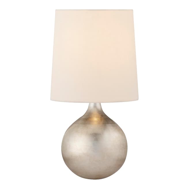 AERIN for Visual Comfort & Co. Warren Mini Table Lamp in Burnished Silver Leaf with Linen Shade