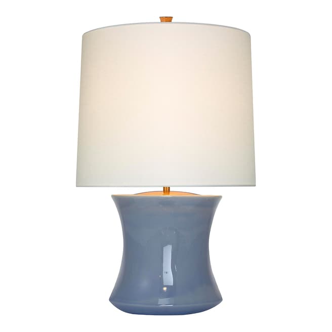 AERIN for Visual Comfort & Co. Marella Accent Lamp in Polar Blue Crackle with Linen Shade