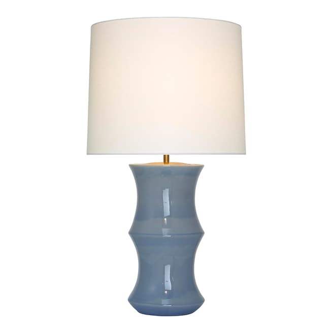AERIN for Visual Comfort & Co. Marella Medium Table Lamp in Polar Blue Crackle with Linen Shade