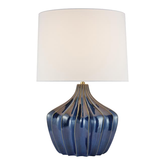 Champalimaud for Visual Comfort & Co. Sur Large Table Lamp in Mixed Blue Brown with Linen Shade