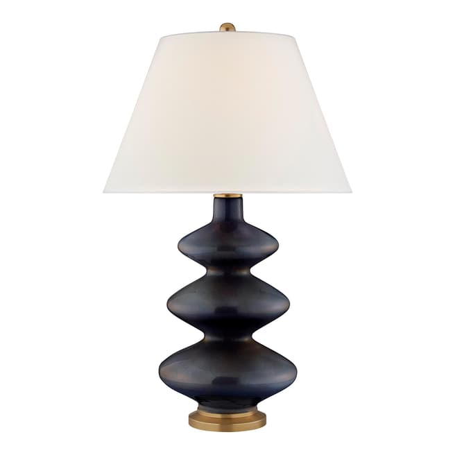Christopher Spitzmiller for Visual Comfort & Co. Smith Medium Table Lamp in Mixed Blue Brown with Linen Shade