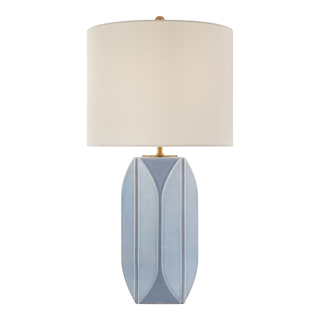 Kate Spade new york for Visual Comfort & Co. Carmilla Medium Table Lamp in Polar Blue Crackle with Linen Shade