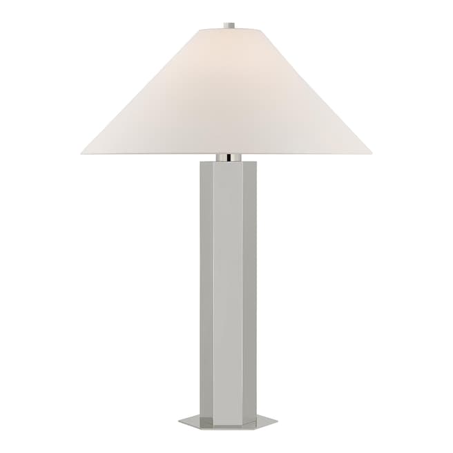 Paloma Contreras for Visual Comfort & Co. Olivier Medium Table Lamp in Polished Nickel with Linen Shade