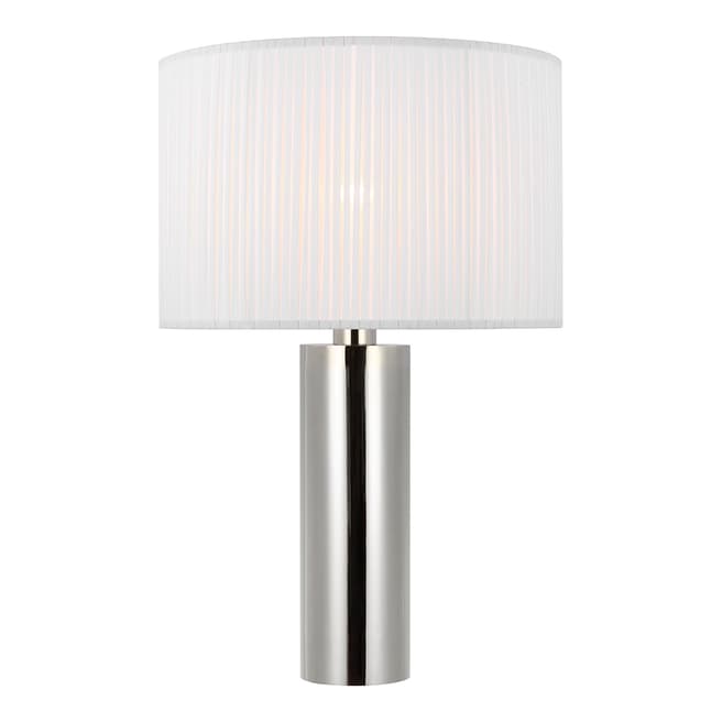 Paloma Contreras for Visual Comfort & Co. Sylvie Medium Table Lamp in Polished Nickel with Silk Pleat Shade