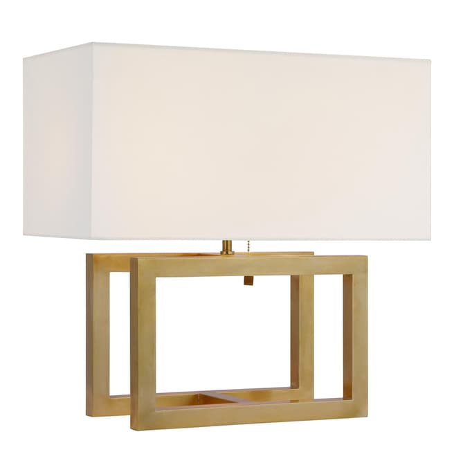 Paloma Contreras for Visual Comfort & Co. Galerie Medium Table Lamp in Hand-Rubbed Antique Brass with Linen Shade