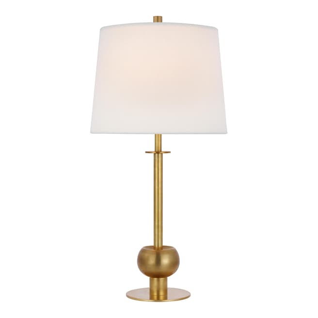 Paloma Contreras for Visual Comfort & Co. Comtesse Medium Table Lamp in Hand-Rubbed Antique Brass with Linen Shade