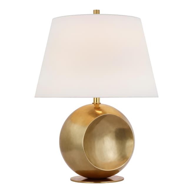Paloma Contreras for Visual Comfort & Co. Comtesse Medium Globe Table Lamp in Hand-Rubbed Antique Brass with Linen Shade