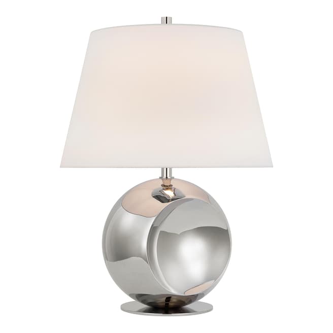 Paloma Contreras for Visual Comfort & Co. Comtesse Medium Globe Table Lamp in Polished Nickel with Linen Shade