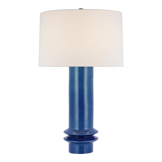 Paloma Contreras for Visual Comfort & Co. Montaigne Medium Table Lamp in Aqua Crackle with Linen Shade
