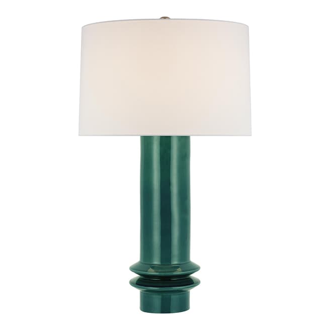 Paloma Contreras for Visual Comfort & Co. Montaigne Medium Table Lamp in Emerald Crackle with Linen Shade
