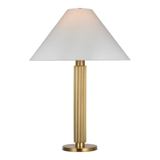 Marie Flanigan for Visual Comfort & Co. Durham Large Table Lamp in Soft Brass with Linen Shade