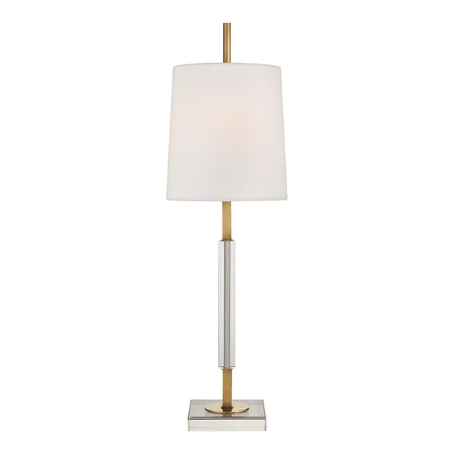 Thomas O'Brien for Visual Comfort & Co. Lexington Medium Table Lamp in Hand-Rubbed Antique Brass and Crystal with Linen Shade