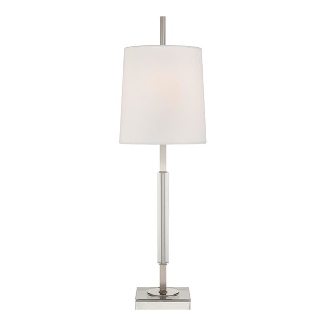 Thomas O'Brien for Visual Comfort & Co. Lexington Medium Table Lamp in Polished Nickel and Crystal with Linen Shade