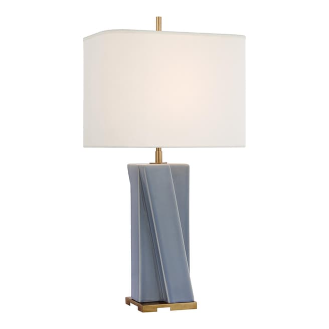 Thomas O'Brien for Visual Comfort & Co. Niki Medium Table Lamp in Polar Blue Crackle with Linen Shade