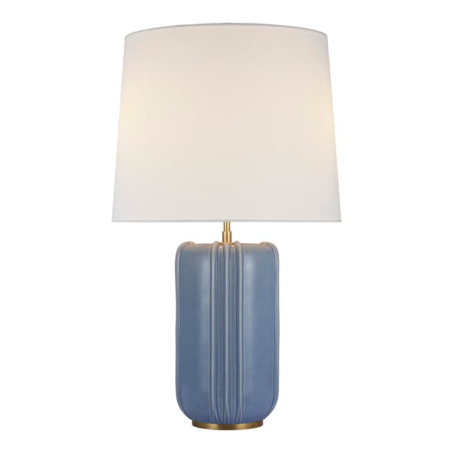 Thomas O'Brien for Visual Comfort & Co. Minx Large Table Lamp in Polar Blue Crackle with Linen Shade