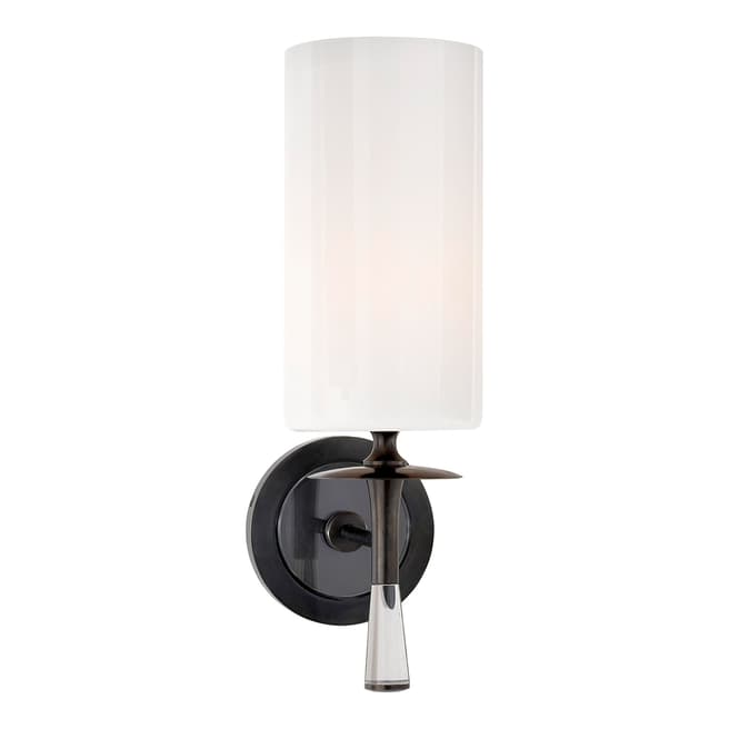 AERIN for Visual Comfort & Co. Drunmore Single Sconce in Bronze and Crystal with White Glass Shade