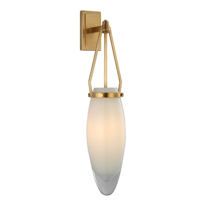 Chapman & Myers for Visual Comfort & Co. Myla Medium Bracketed Sconce in Antique-Burnished Brass with White Glass