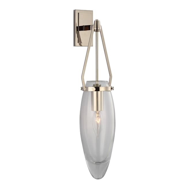 Chapman & Myers for Visual Comfort & Co. Myla Medium Bracketed Sconce in Polished Nickel with Clear Glass