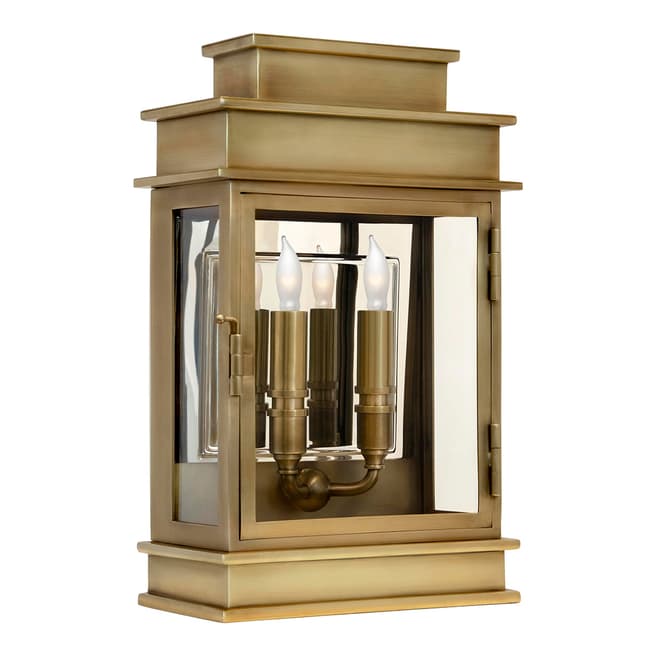 Chapman & Myers for Visual Comfort & Co. Linear Lantern Short in Antique-Burnished Brass