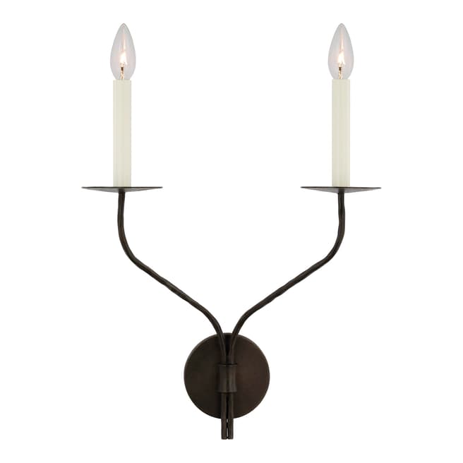 Ian K. Fowler for Visual Comfort & Co. Belfair Large Double Sconce in Aged Iron
