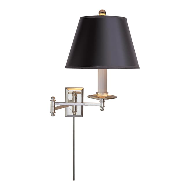 Chapman & Myers for Visual Comfort & Co. Dorchester Swing Arm in Polished Nickel with Black Shade