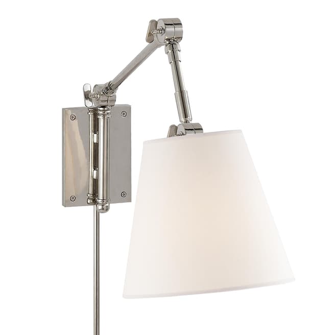 Suzanne Kasler for Visual Comfort & Co. Graves Pivoting Sconce in Polished Nickel with Linen Shade