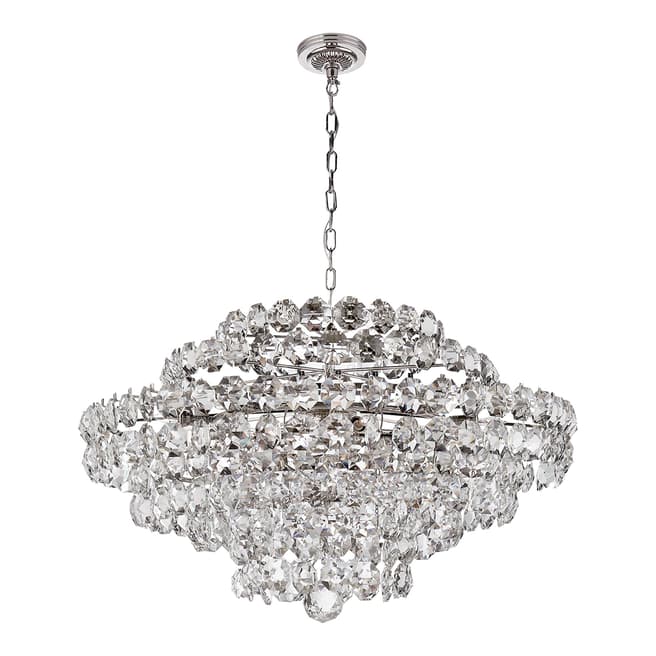 AERIN for Visual Comfort & Co. Sanger Large Chandelier in Polished Nickel with Crystal