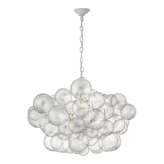 Julie Neill for Visual Comfort & Co. Talia Large Chandelier in Plaster White and Clear Swirled Glass