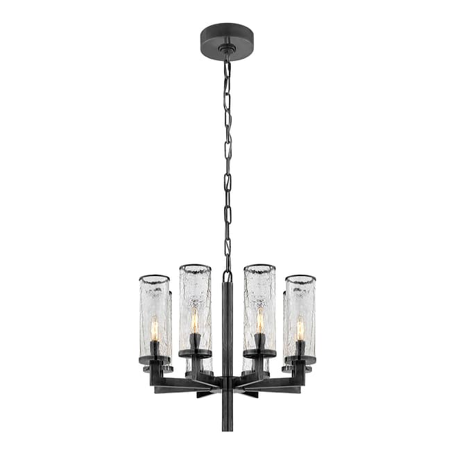 Kelly Wearstler for Visual Comfort & Co. Liaison Single Tier Chandelier in Bronze with Crackle Glass