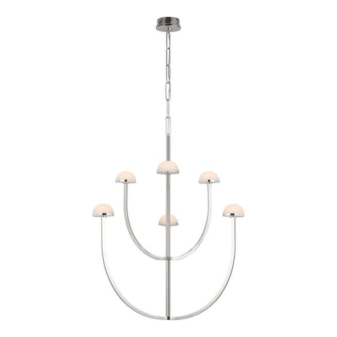 Kelly Wearstler for Visual Comfort & Co. Pedra Large Two-Tier Chandelier in Polished Nickel with Alabaster