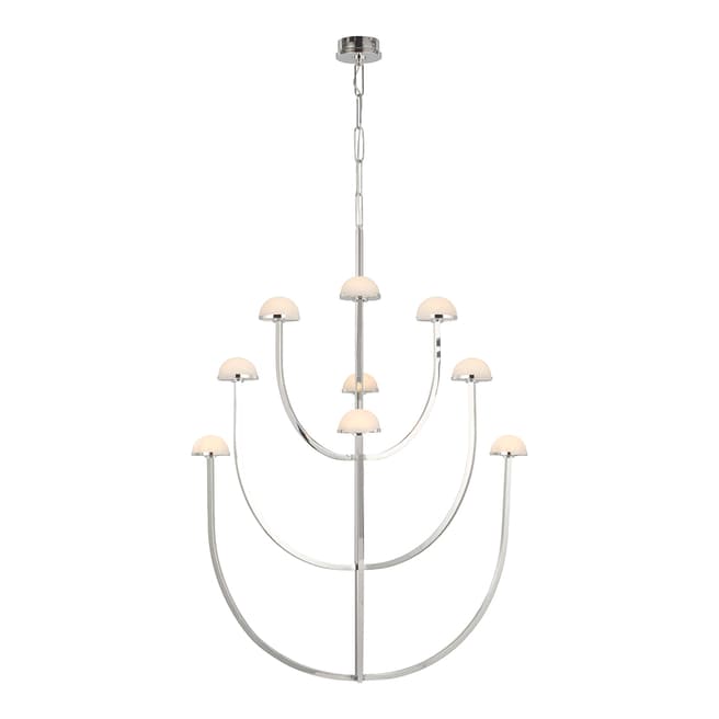 Kelly Wearstler for Visual Comfort & Co. Pedra X-Large Three-Tier Chandelier in Polished Nickel with Alabaster