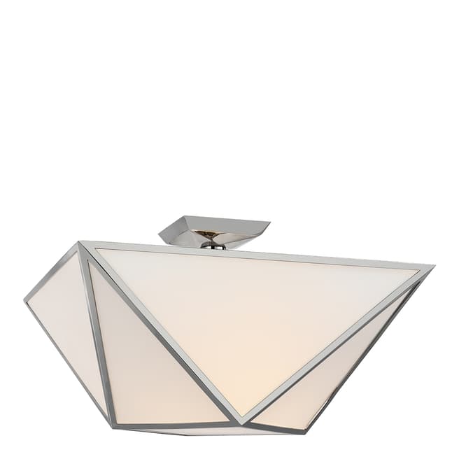 Julie Neill for Visual Comfort & Co. Lorino Large Semi-Flush Mount in Polished Nickel with White Glass