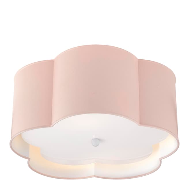 Kate Spade new york for Visual Comfort & Co. Bryce Medium Flush Mount in Pink and White with Frosted Acrylic Diffuser