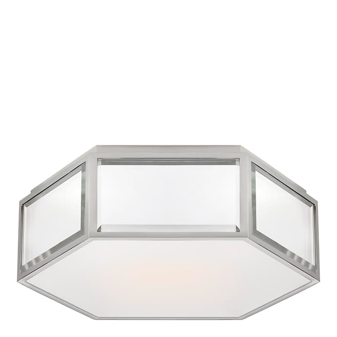 Kate Spade new york for Visual Comfort & Co. Bradford Small Hexagonal Flush Mount in Mirror and Polished Nickel with Frosted Glass