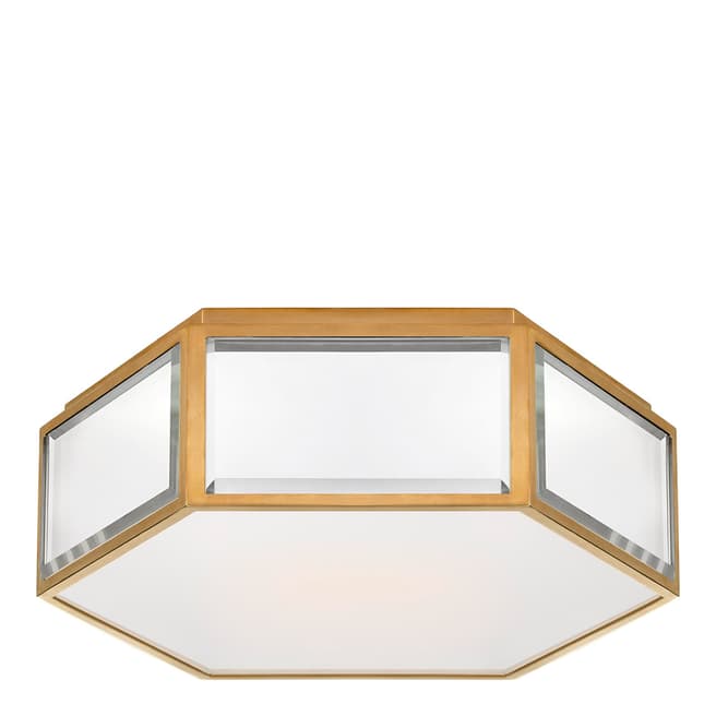 Kate Spade new york for Visual Comfort & Co. Bradford Small Hexagonal Flush Mount in Mirror and Soft Brass with Frosted Glass