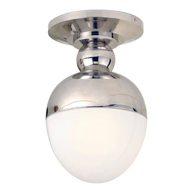 Thomas O'Brien for Visual Comfort & Co. Clark Flush Mount in Polished Nickel with White Glass