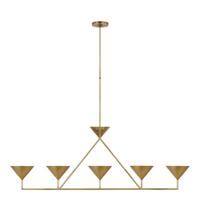 Paloma Contreras for Visual Comfort & Co. Orsay XL 5-Light Linear Chandelier in Hand-Rubbed Antique Brass