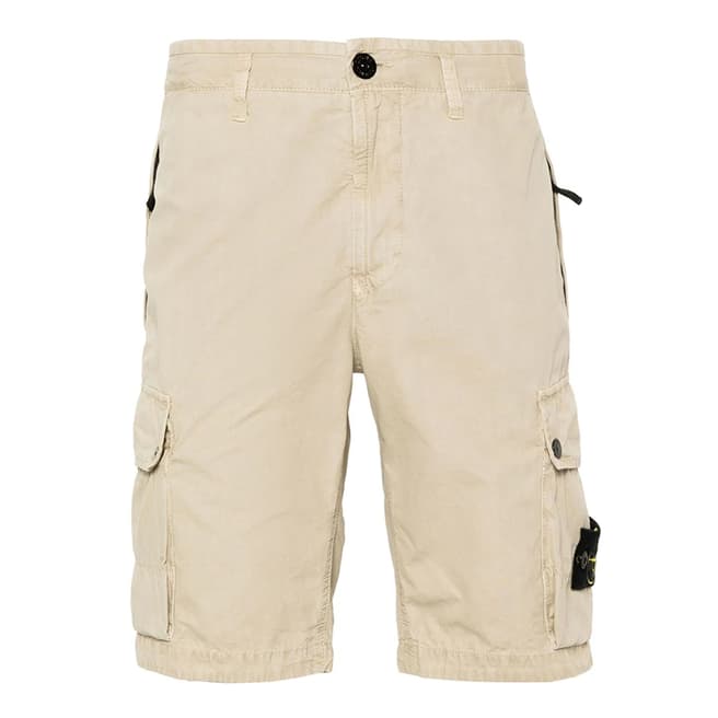 Stone Island Sand Garment Dyed Brushed Cotton Shorts