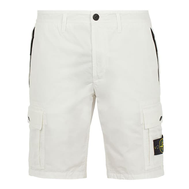 Stone Island White Garment Dyed Brushed Cotton Shorts