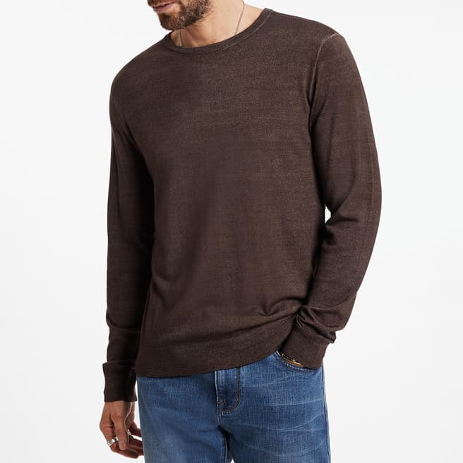 John Varvatos Brown Chase Merino Wool Blend Jumper